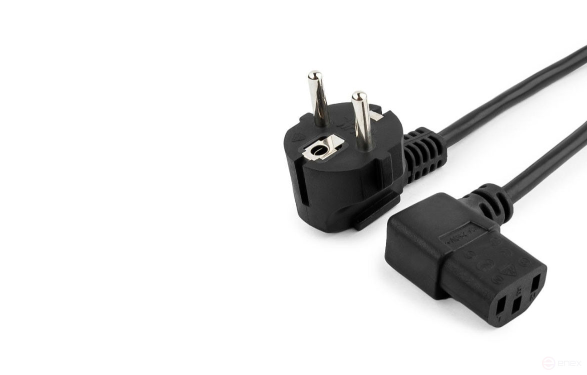 RIPO 3.0m power cable, Schuko-C13 (3*0.75 mm2) 10A, black, angled plug, grounded