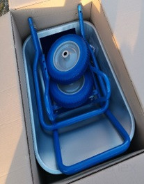 Two-wheeled construction wheelbarrow with U-shaped handle (wheels polyurethane), packing box