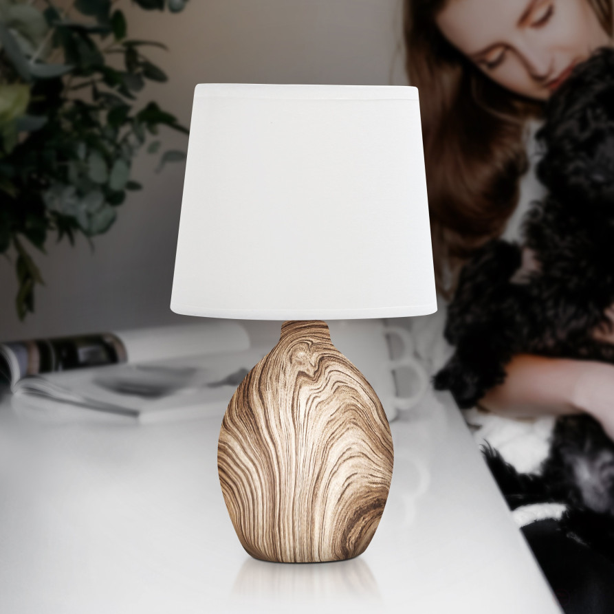 Rivoli Chimera 7072-503 Table Lamp 1* E14 40W Ceramic Light Wood