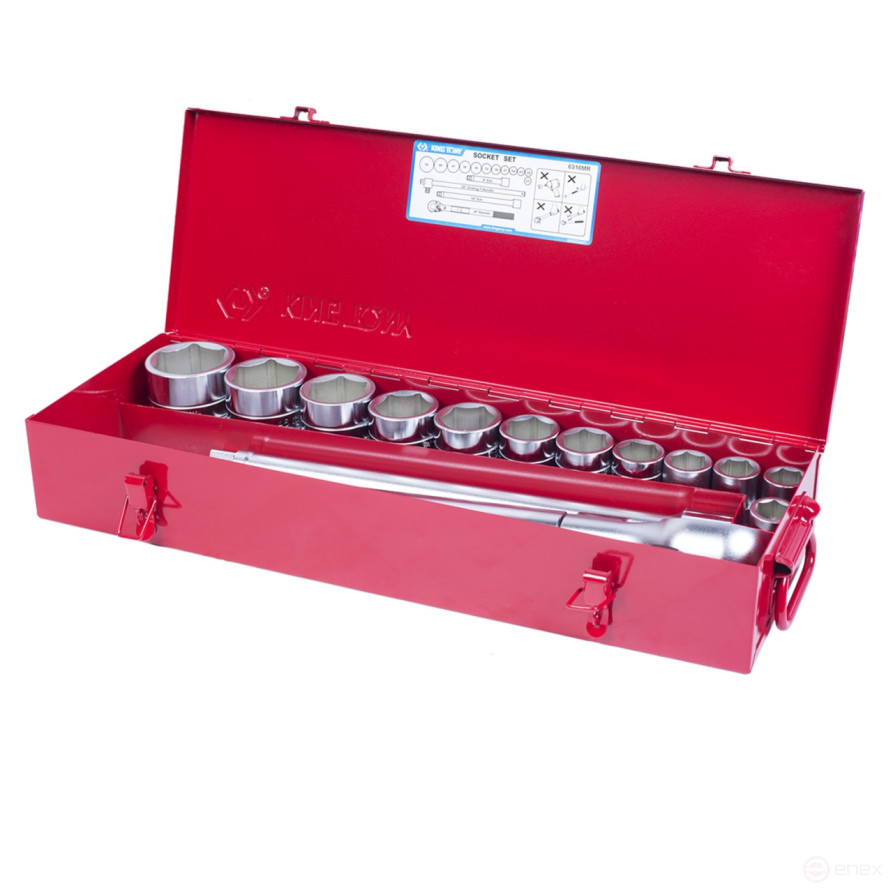 Socket set with accessories 3/4", hexagonal, 21-50 mm, 16 pieces KING TONY 6316MR