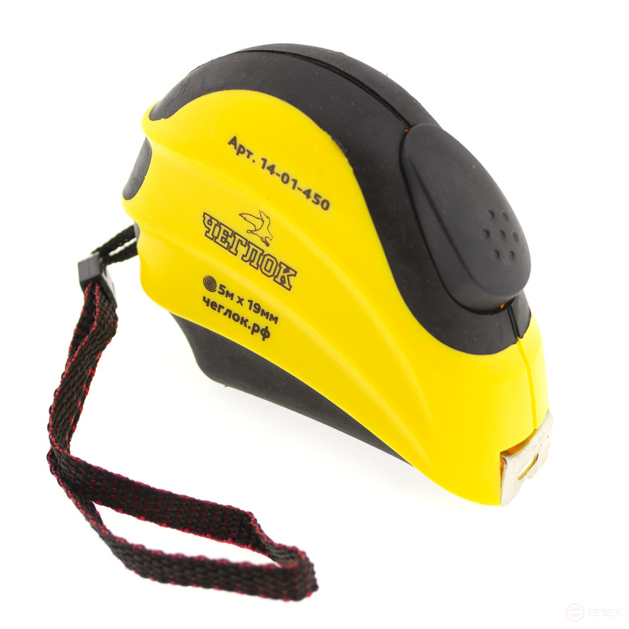 Рулетка, обрезиненный корпус, ABS пласт., серия "Спринт", автостоп, нейлон, 5м х 19мм, Чеглок