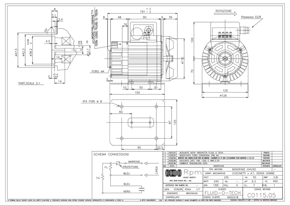 RPM1 motor for rotary pumps