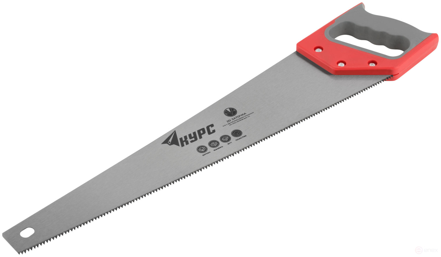 Wood hacksaw, 7 TRI medium tempered tooth, 2D sharpening, 500 mm rubberized plastic handle