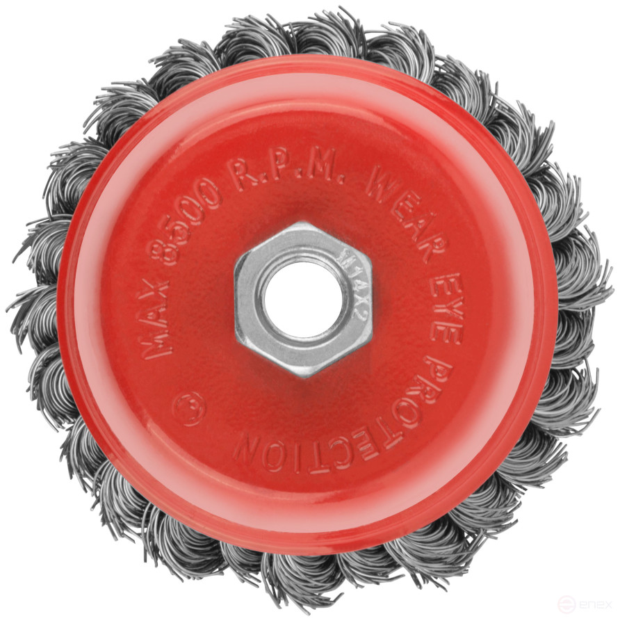 Cup plate, M14 nut, 100 mm twisted steel wire