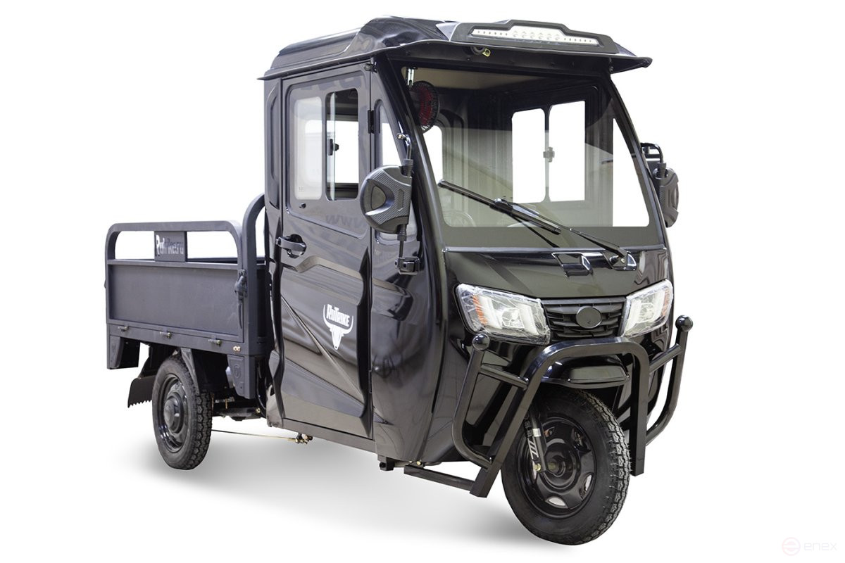 Грузовой электротрицикл Rutrike КАРГО Кабина Универсал 1500 60V1000W, черный-матовый