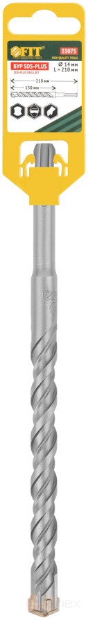 Бур по бетону SDS-PLUS, Профи, крестообразная вставка, двойная спираль, 14 х 210 мм