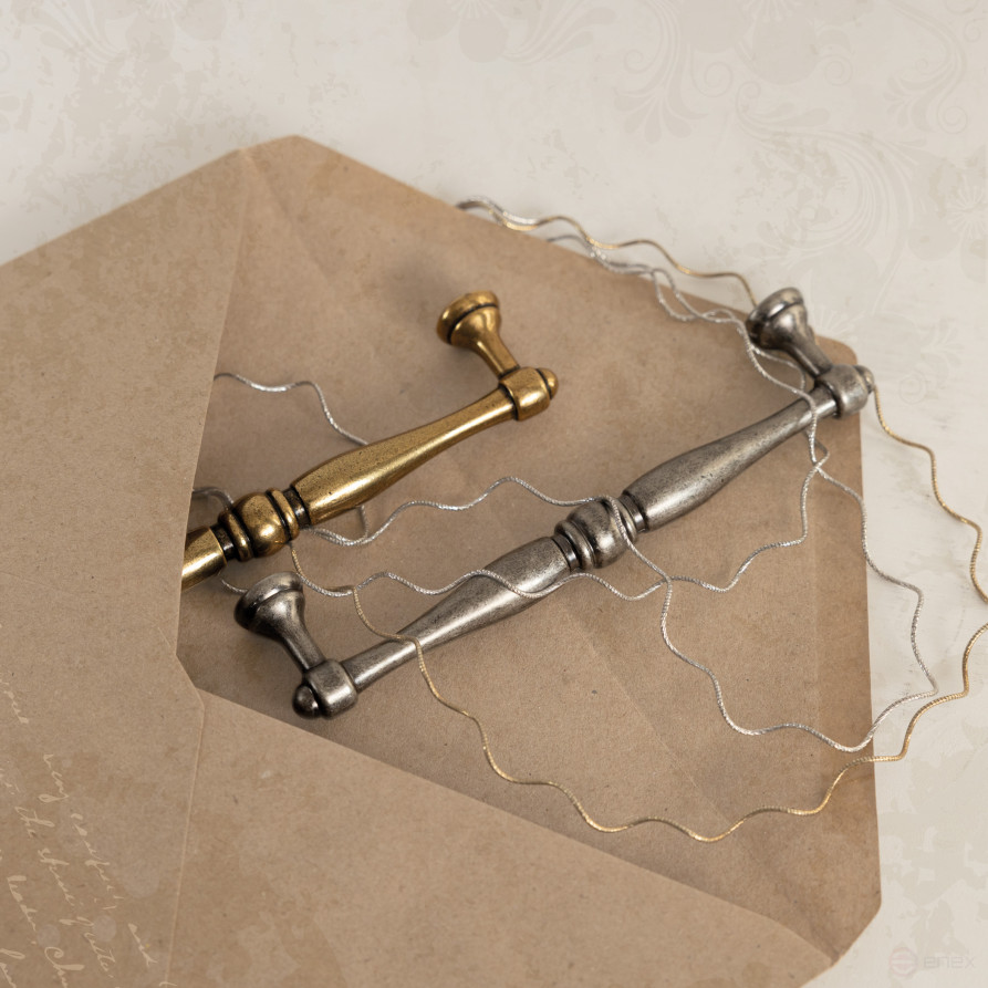 Handle meb. bracket met. EVA 128 antique silver, AKS