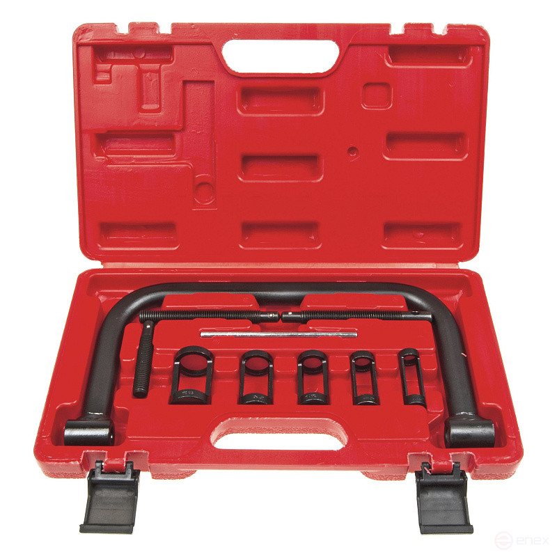 Рассухариватель клапанов ER-02110 струбцинного типа 10пр., (сменные толкатели: 16, 19, 23, 25, 30мм), в кейсе ЭВРИКА /1/10/10