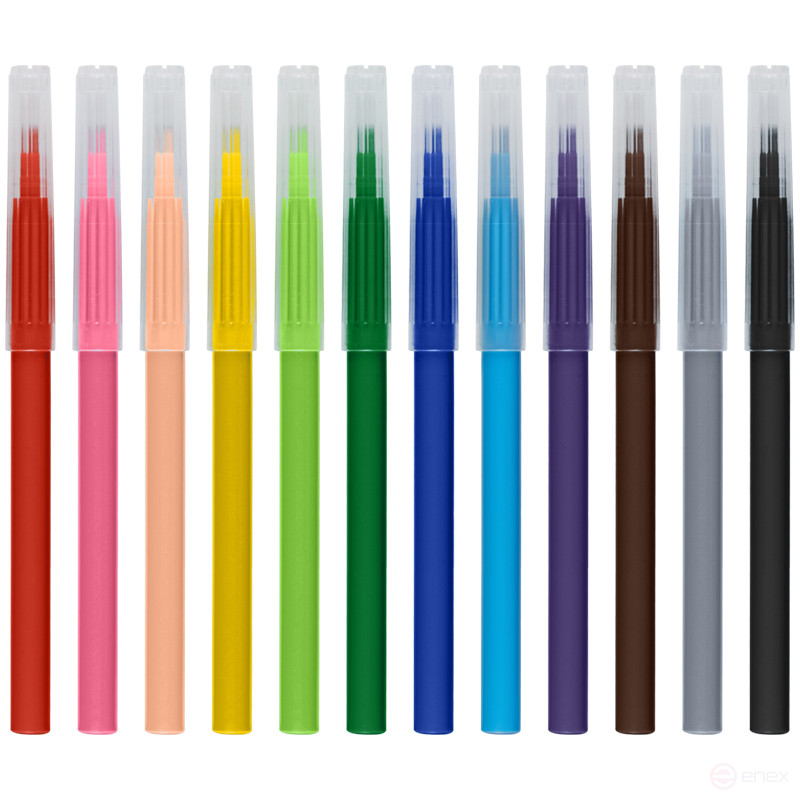 Markers STAMM "Alice", 12 colors, washable, plastic. pencil case, European suspension