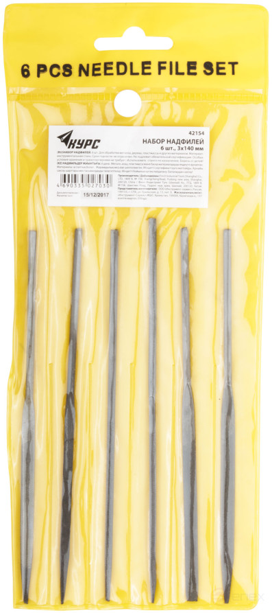 Files, 6 pcs., 3x140/65 mm ( in a PVC envelope)