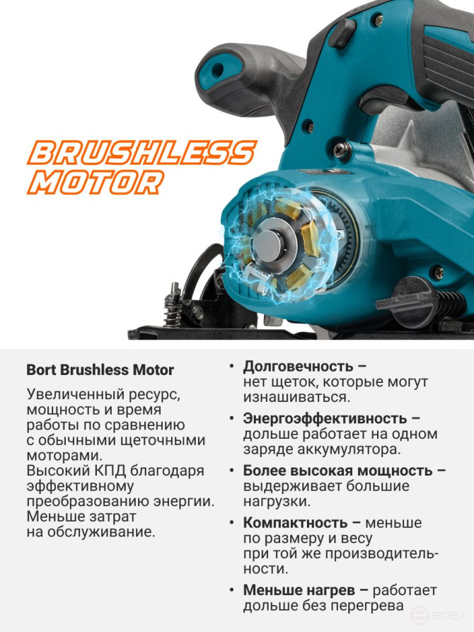 Circular cordless saw BORT BHK-21Li-185 (2*3.0 Ah + battery)