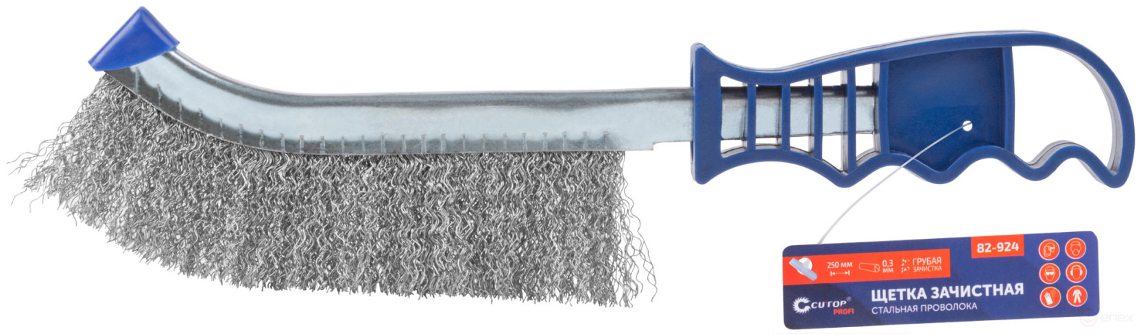 Щетка зачистная, витая проволока 0,3 мм, пластиковая ручка, 250 мм, блистер, CUTOP Profi