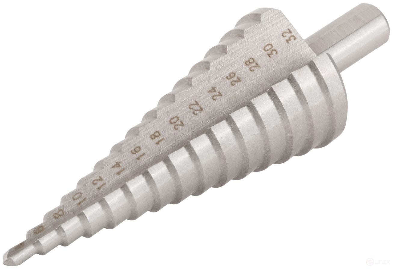 HSS step drill for metal, 15 steps, 4-32 mm