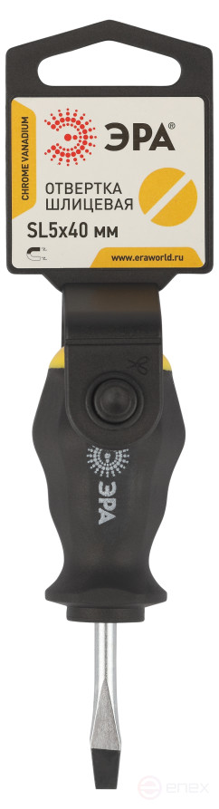 40SL5 Отвертка ЭРА SL 5х40 мм шлицевая двухкомпонентная рукоятка