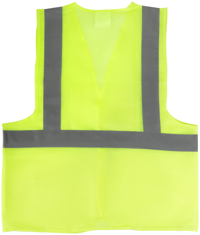 Yellow signal vest, 1 horizontal and 2 vertical stripes, 80 gr., size XL