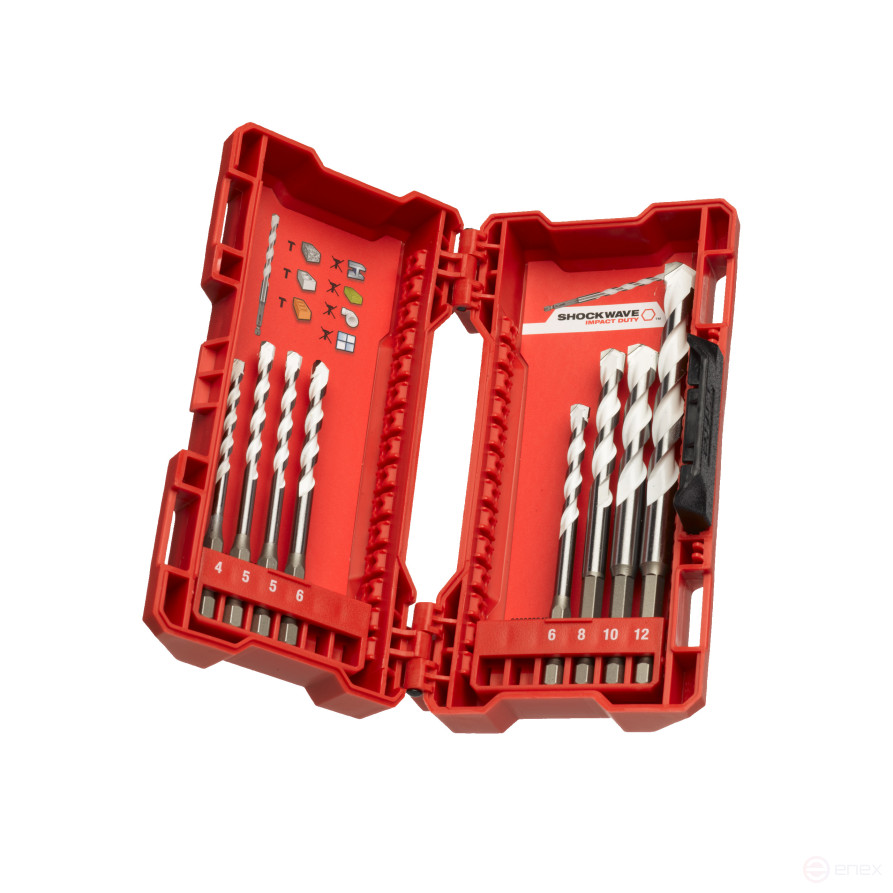 Drills for multimaterials HEX set 8ed. (4/5/5/6/6 x100mm; 8/10/12 x150mm) GEN II