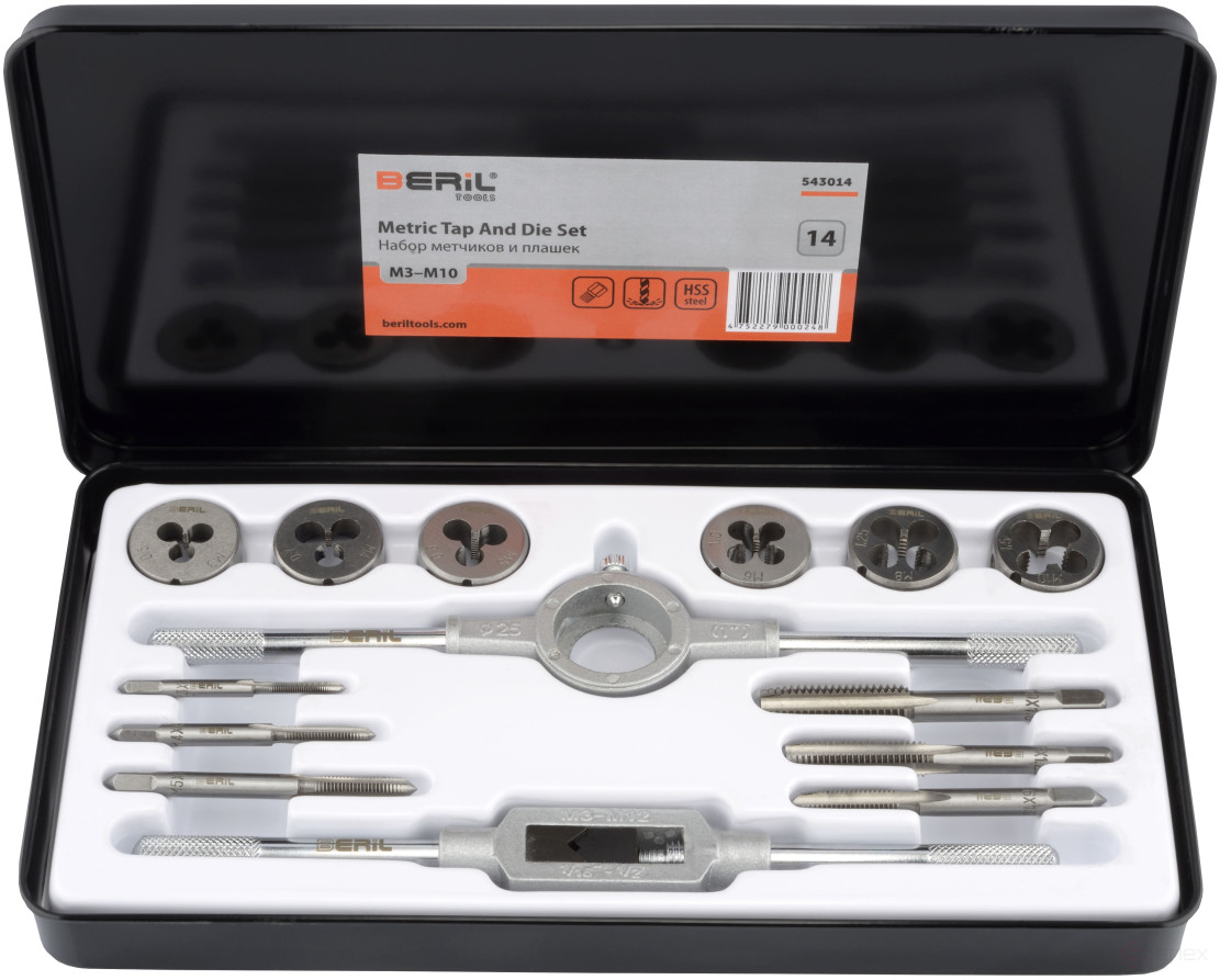 Set of taps and dies M3-M10 (14pr.metal.case) BERIL