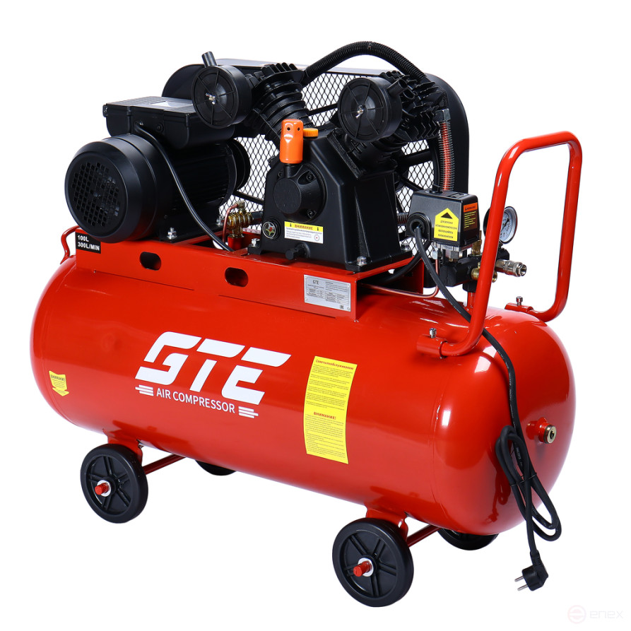 Pneumatic compressor 220V 2.2kW 8atm. 300L/min. receiver-100L piston belt GTE