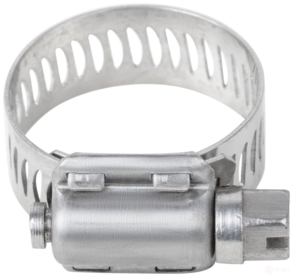 Хомут обжимной просечной, ширина 12,7 мм, нерж.сталь 14-27 мм