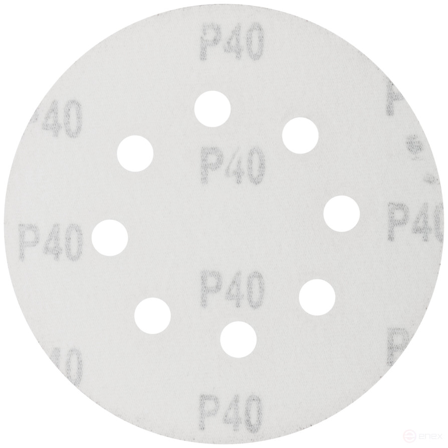 Круги шлифовальные с отверстиями (липучка), алюминий-оксидные, 125 мм, 5 шт. Р 40
