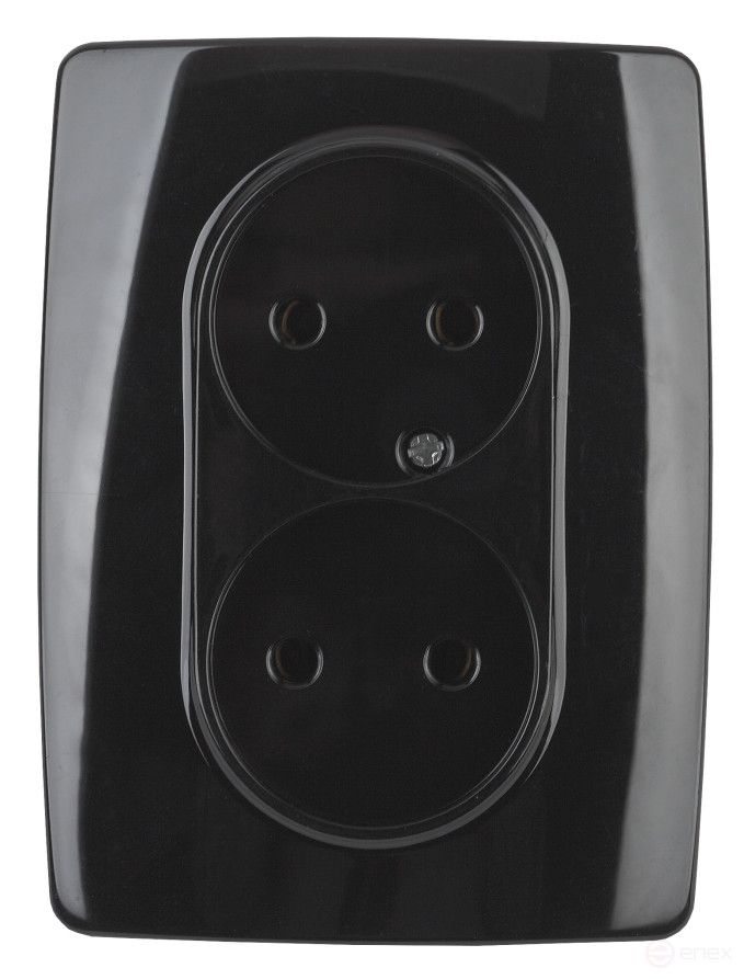 Розетка ЭРА Серия 12 12-2107-06 двойная без заземления 2X2P 16A-250В IP20 чёрный