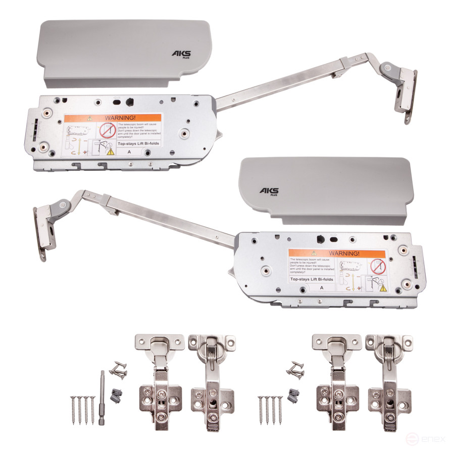 Lifting mechanism upper B with door closer and locking in any position for two doors AKS PLUS TITAN grey