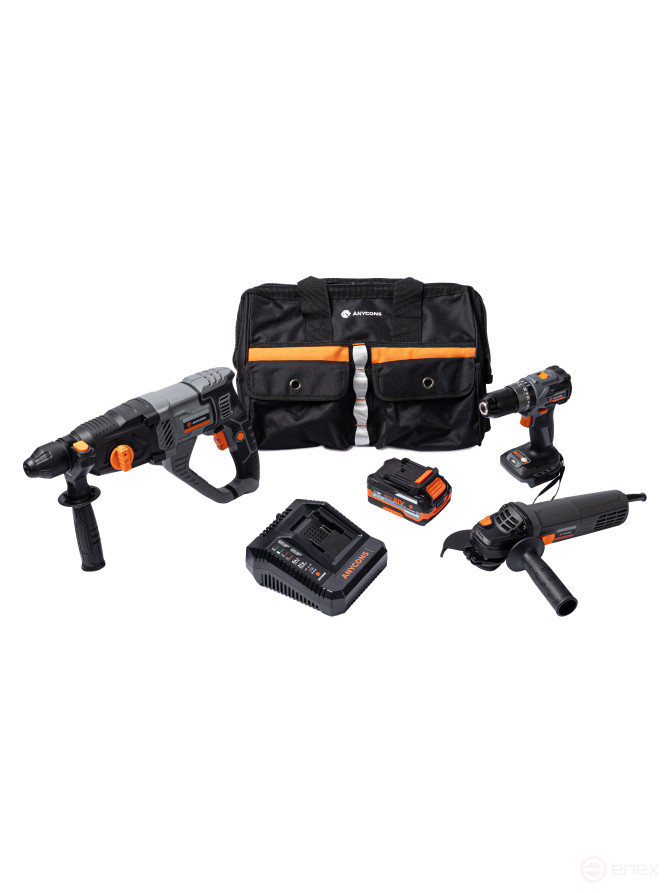 Набор их 3 инструментов ( УШМ сетевая 125, сетевой перфоратор, шуруповерт) AC-CST705