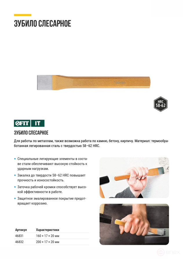 Зубило слесарное 160х17х20 мм