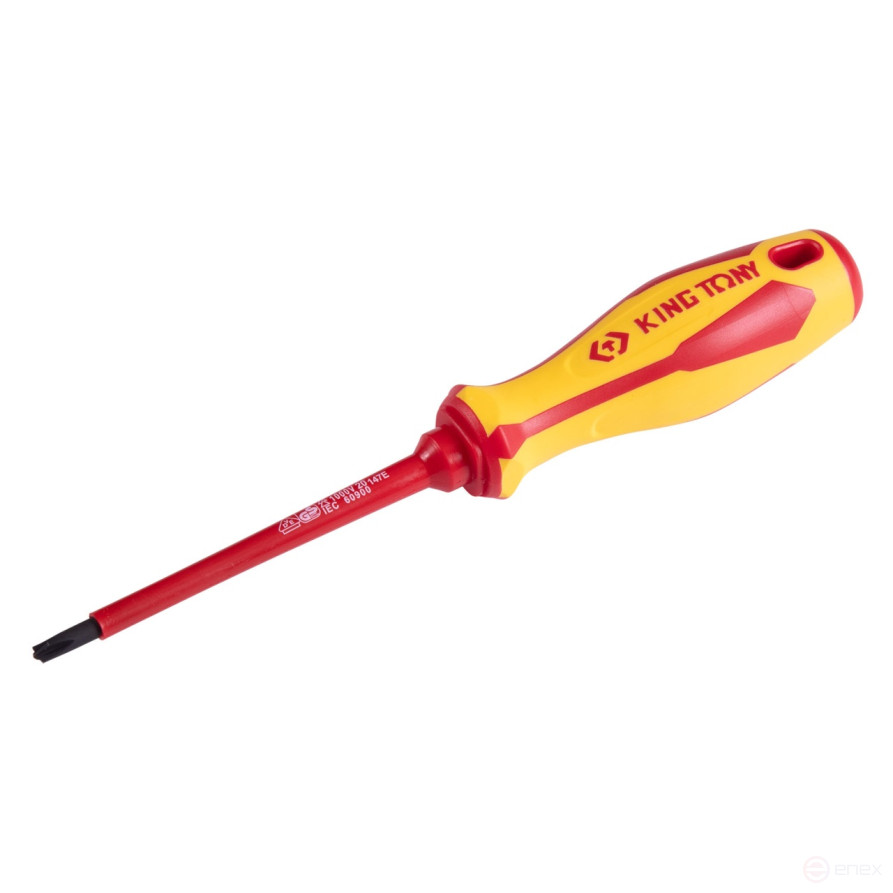 Slotted/Phillips combination screwdriver No. 1, 100 mm, dielectric KING TONY 147E0104