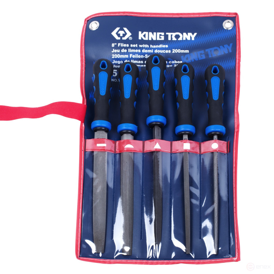 200 mm file set, two-component handles, 5 pieces KING TONY 1005GQ