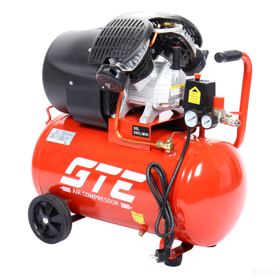 Pneumatic compressor 220V 2.2kW 8atm. 250L/min. receiver-50L serving. with a straight line. priv. The V-image. GTE