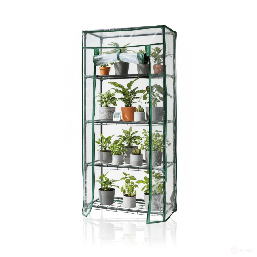 Greenhouse greenhouse on the windowsill Geoplastboard 46x24x100 cm 4 shelves color green