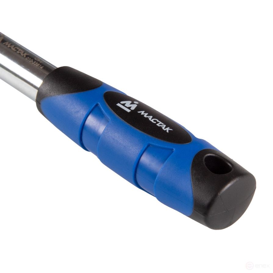 Трещотка 3/8, 250-350 мм, 72 зубца, флажковая с кнопкой, шарнирная, телескопическая с фиксатором МАСТАК 010-33814