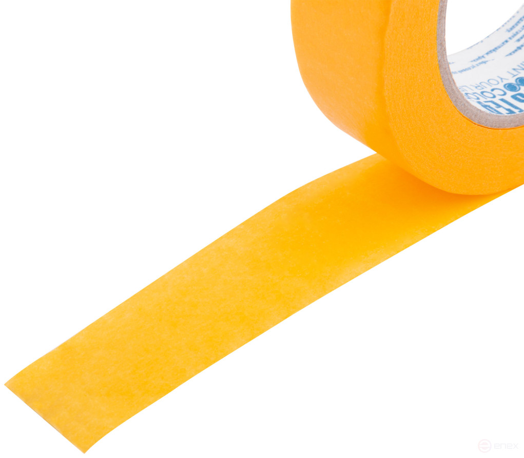 Golden paint tape, rice paper, heat resistant. up to 120°C, UV resistance up to 30 days, 25 mm x 50 m