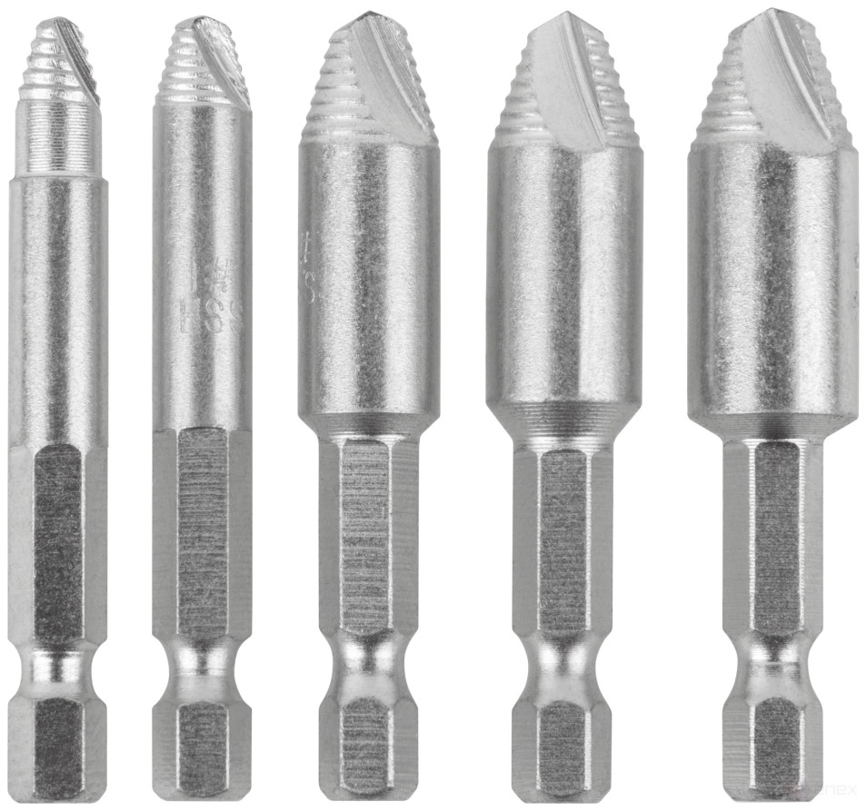 Экстракторы для болтов и шпилек усиленные, HSS сталь, 5 шт.