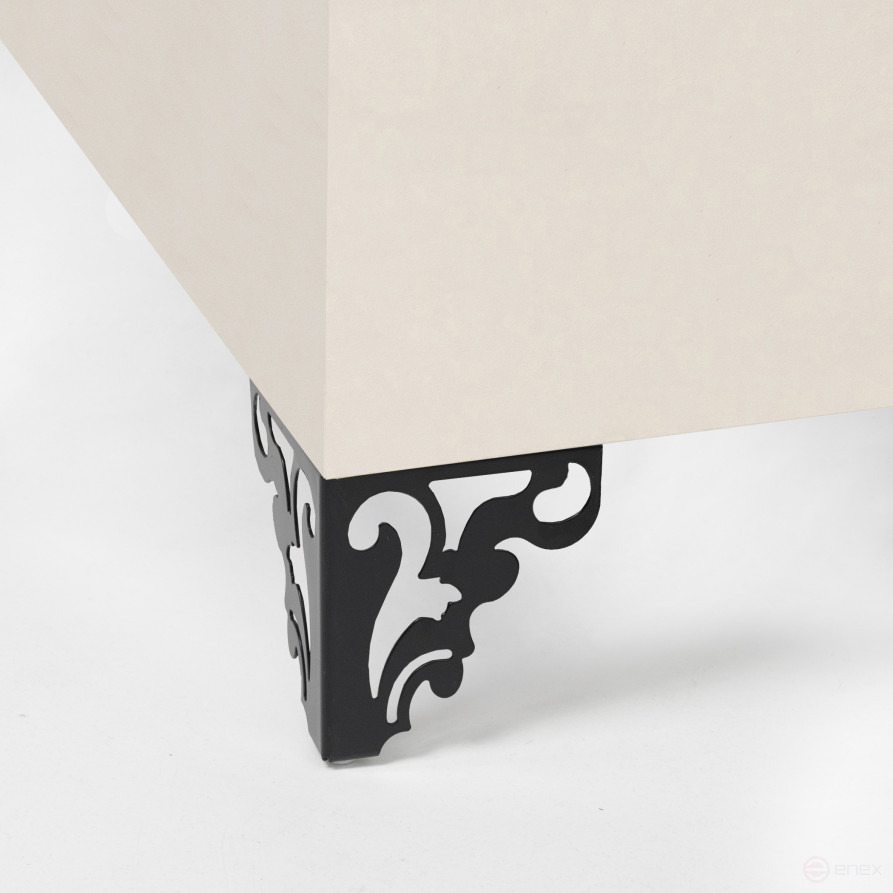 Опора меб. мет. резная h120 угловая черный AKS