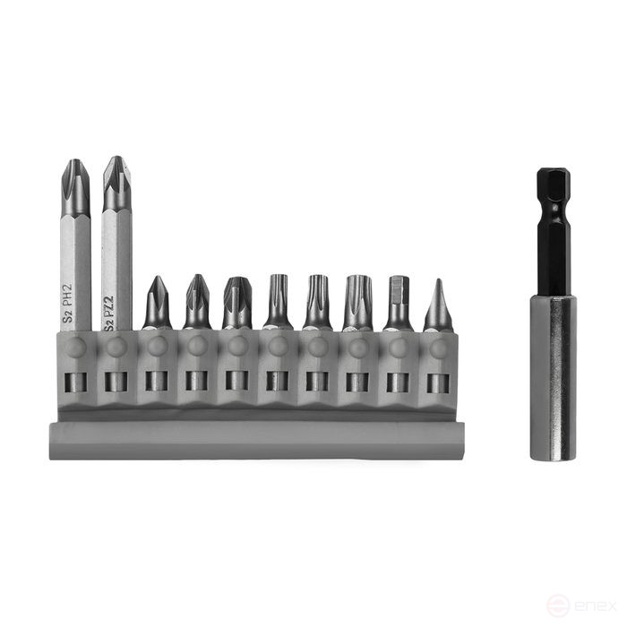 Набор бит ПРАКТИКА "Мастер" 11 шт 25 и 50 мм PH, PZ, HEX SL, TORX держатель 60 (908-214)