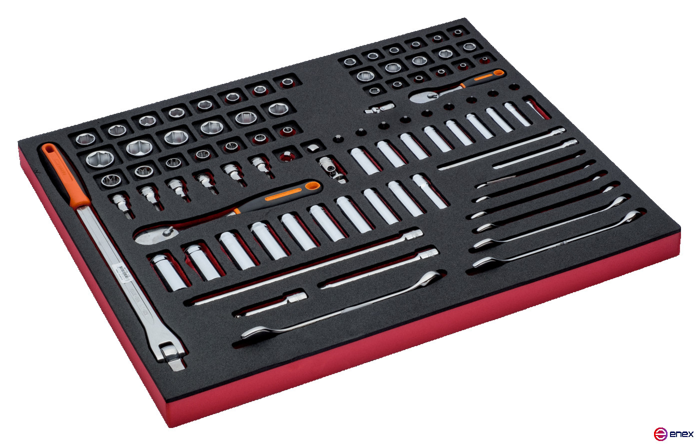 Fit&Go Набор торцевых головок 1/4 + 3/8 и комбинированных ключей в ложементе, 91 предмет