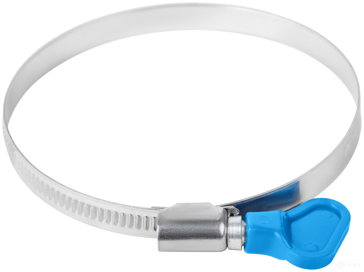 Knurled crimping clamp with key, 9 mm wide, stainless steelsteel 70-90 mm