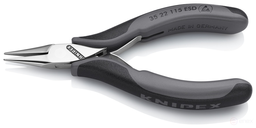 Плоскогубцы ЕSD захватные антистатические для электроники, плоскокруглые губки, L-115 мм, 2-к ручки
