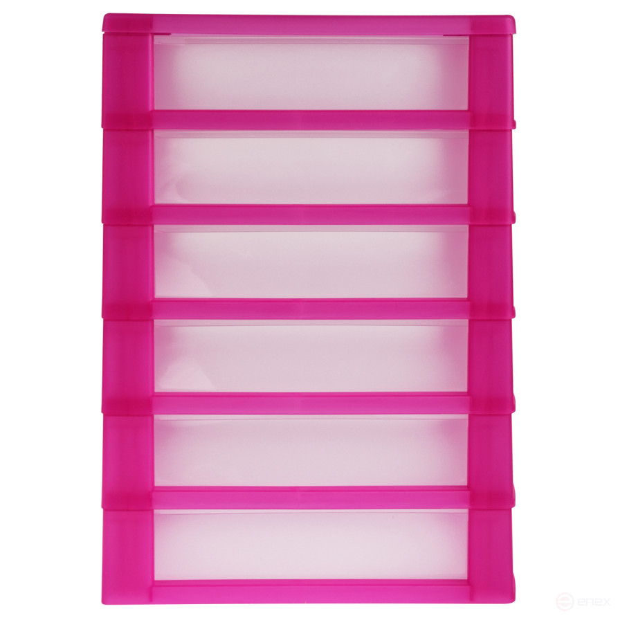 Universal STAMM box, 6 compartments, transparent trays, pink