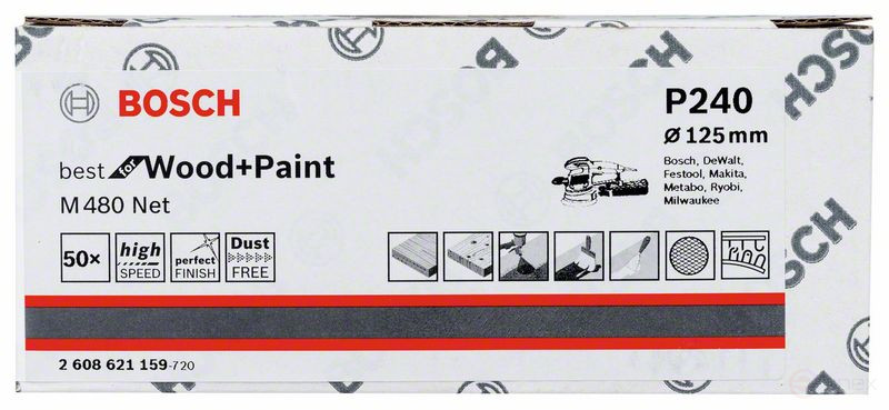 Шлифлист 125 mm, 240, 2608621159