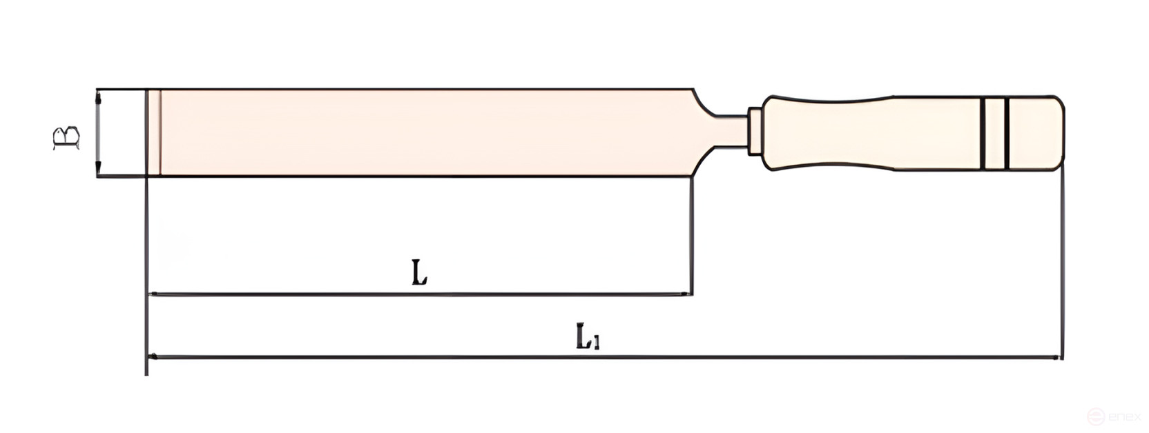 Flat scraper 30x300 mm wooden handle intrinsically safe 206-1010 AlCu HORTZ