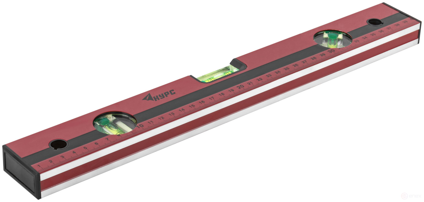 Optima level, 3 eyes, red body, milled working face, 400 mm scale