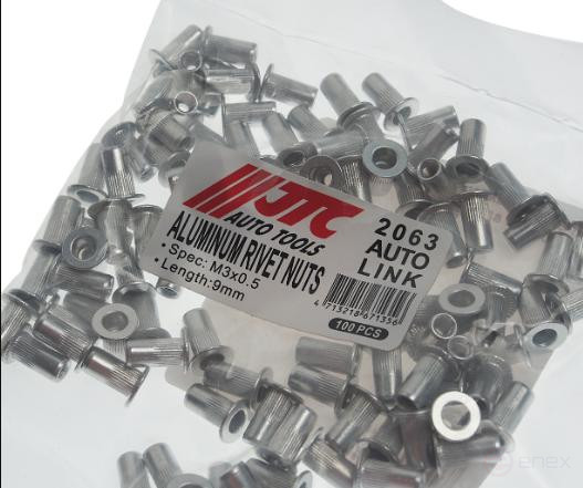 Заклепка резьбовая M3х0.5мм алюминиевая 100шт. JTC