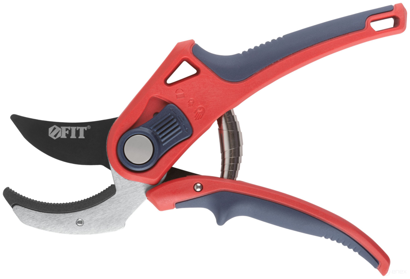 Pruner, cutting edges butt to anvil, adjustable. openings, belt spring, rubberized. handles 210 mm