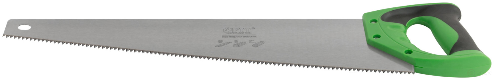 Wood hacksaw, large red-hot tooth 5 TPI, 2D sharpening, plastic rubberized handle 500 mm