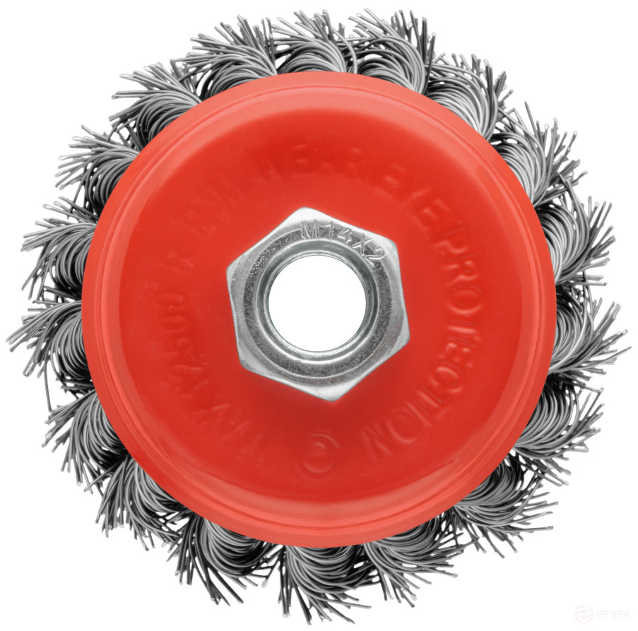 Cup holder, M14 nut, 75 mm twisted steel wire, blister