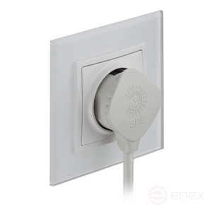 Вилка ЭРА V5 плоская c заземлением 16A прямой ввод белая