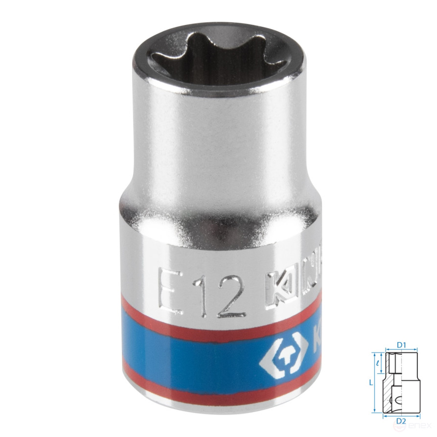 Головка торцевая TORX Е-стандарт 3/8", E12, L = 28 мм KING TONY 337512M